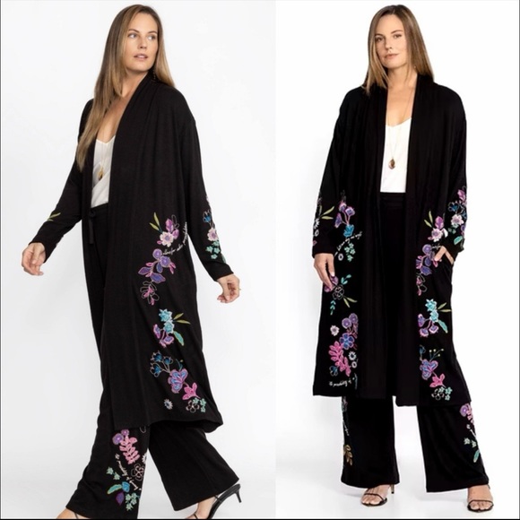 Johnny Was Sweaters - Johnny Was | Shilo Cozy Floral Embroidered Kimono Cardigan Size: Small